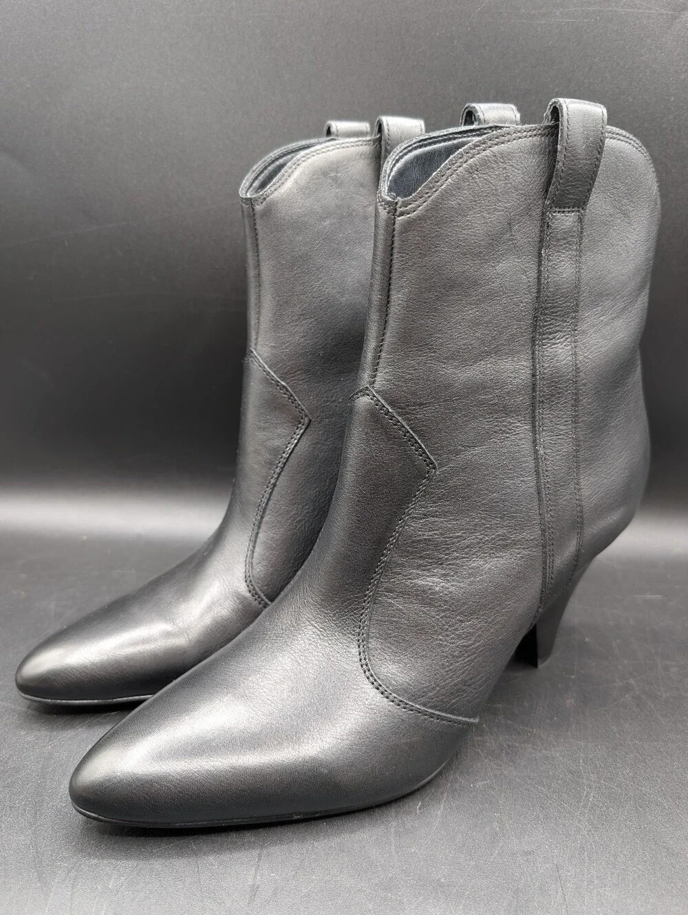 Marc Fisher Carissa Heeled Western Bootie Size 8.5 M, NWOB, Black Leather